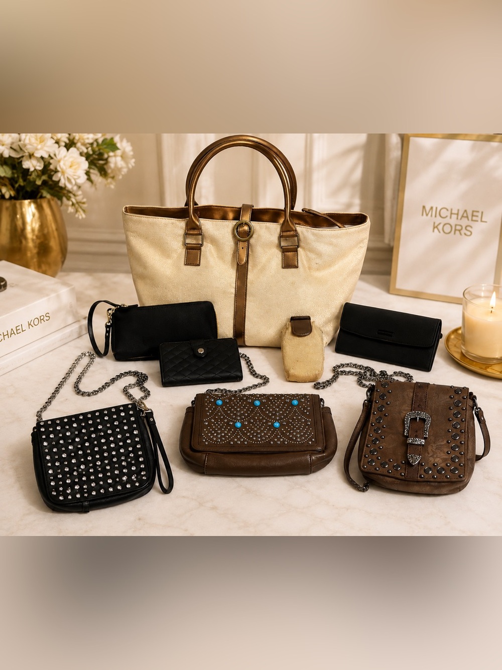 8-Piece Handbag & Accessory Lot – Pre-Owned / Repair & Cleaning Project